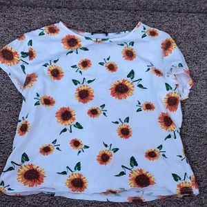 White shirt with sunflowers